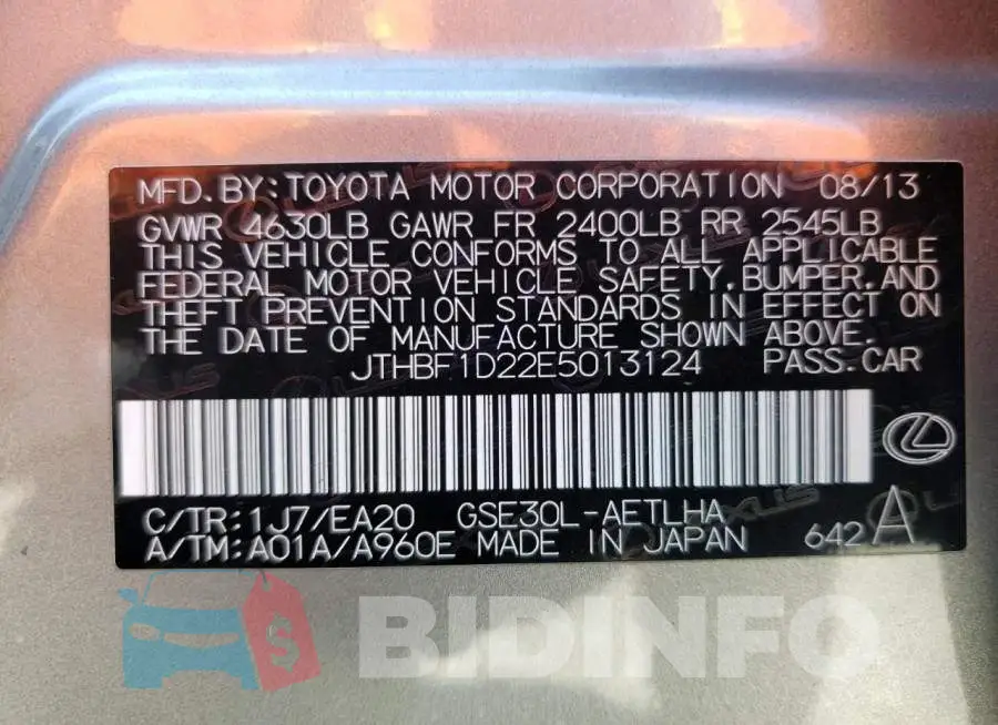 JTHBF1D22E5013124 Photo# 10
