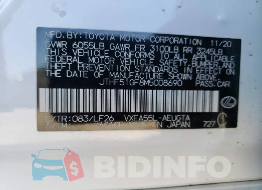 JTHF51GF8M5008690 Photo# 12