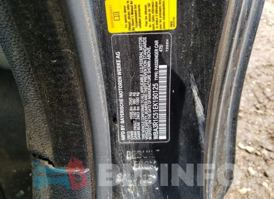 WBA3R1C51EK190125 Photo# 10