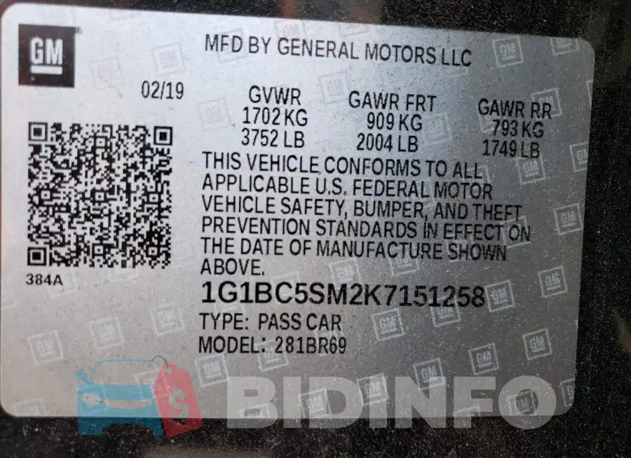 1G1BC5SM2K7151258 Photo# 12