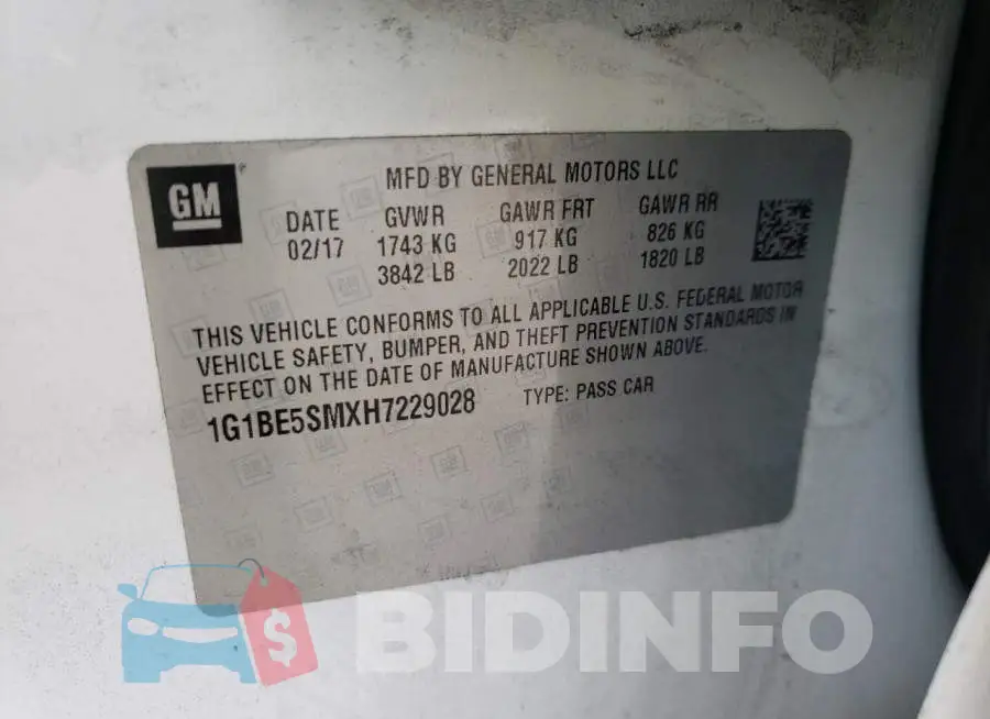 1G1BE5SMXH7229028 Photo# 10