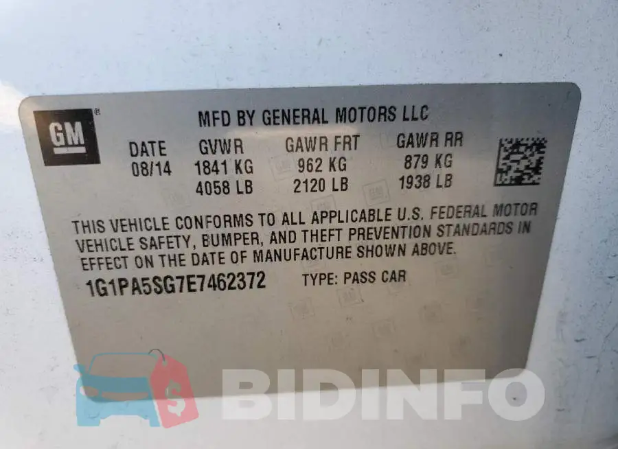 1G1PA5SG7E7462372 Photo# 10