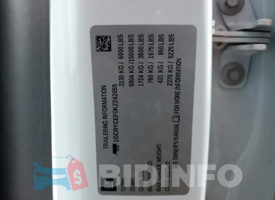 1GCRYCEF0KZ242655 Photo# 10