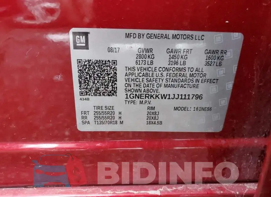 1GNERKKW1JJ111796 Photo# 12