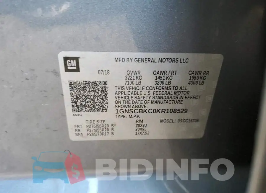 1GNSCBKC0KR108529 Photo# 10