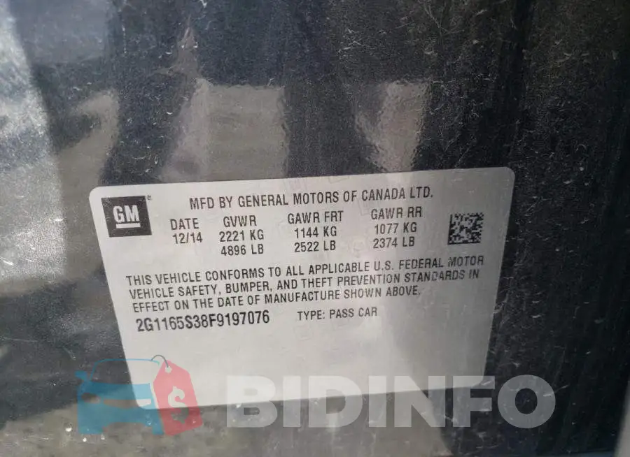 2G1165S38F9197076 Photo# 12