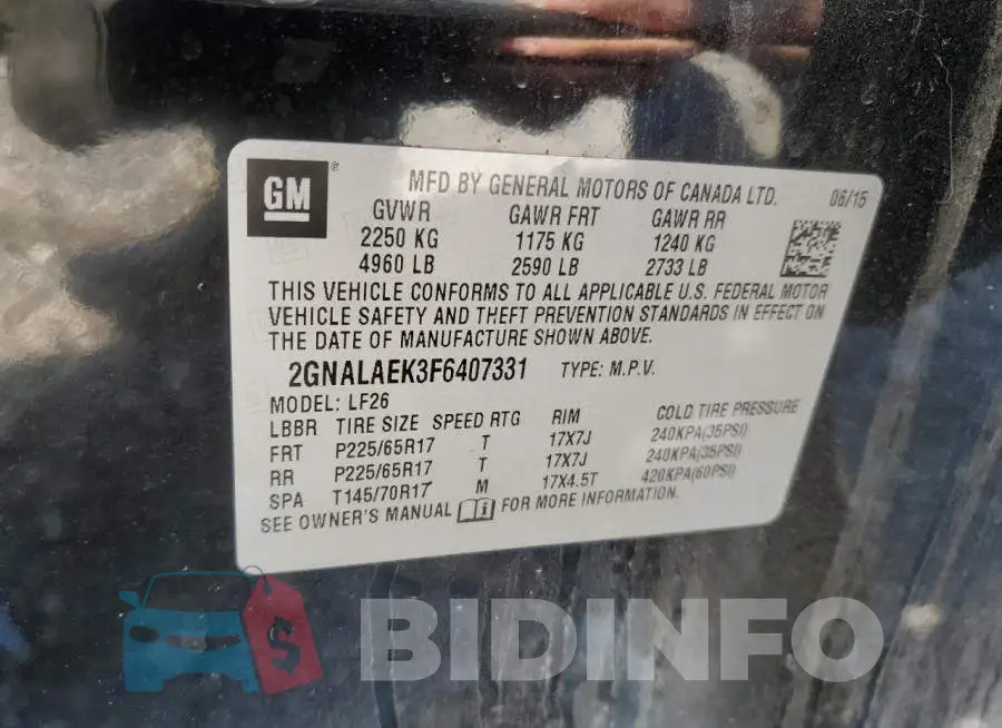 2GNALAEK3F6407331 Photo# 13
