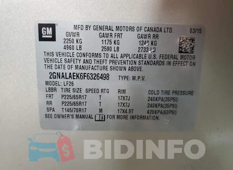 2GNALAEK6F6326498 Photo# 13