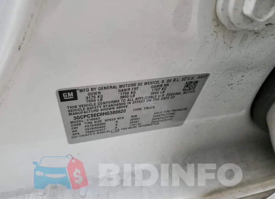 3GCPCSEC8HG388820 Photo# 13