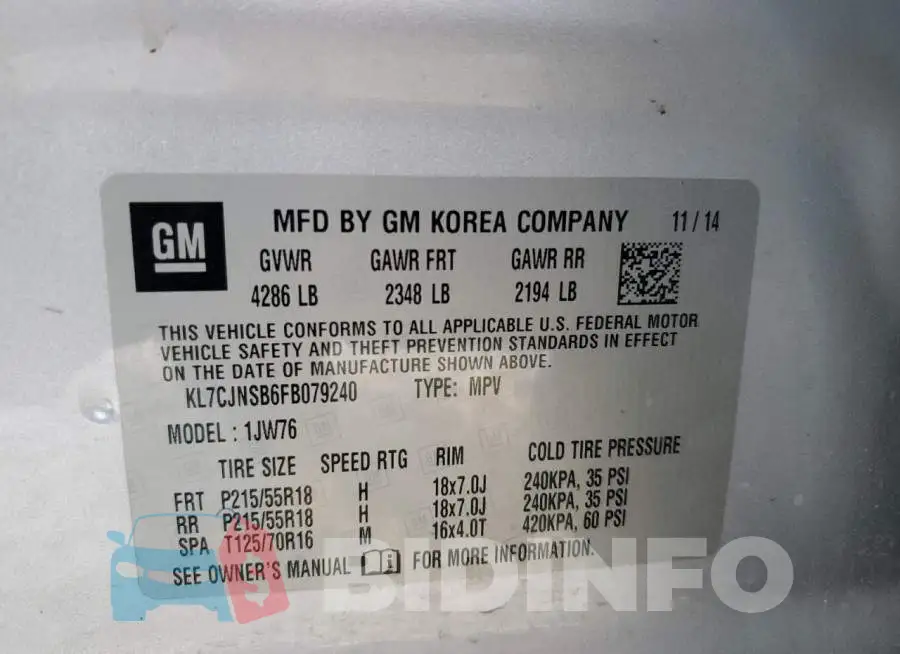 KL7CJNSB6FB079240 Photo# 12