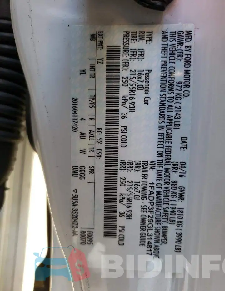 1FADP3F29GL314817 Photo# 12