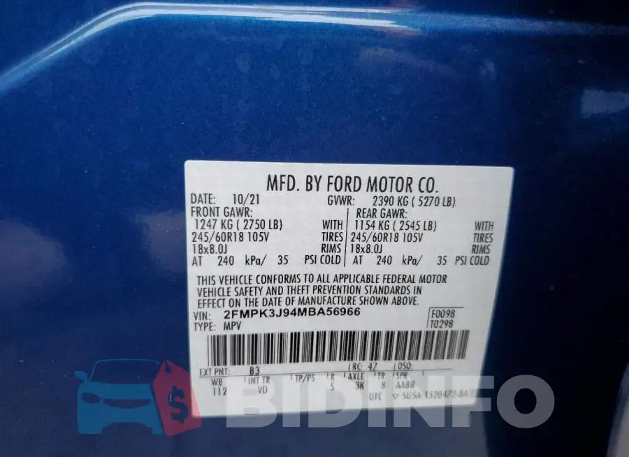 2FMPK3J94MBA56966 Photo# 13