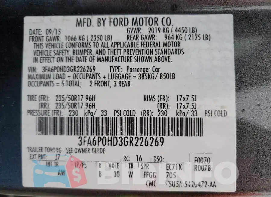 3FA6P0HD3GR226269 Photo# 12