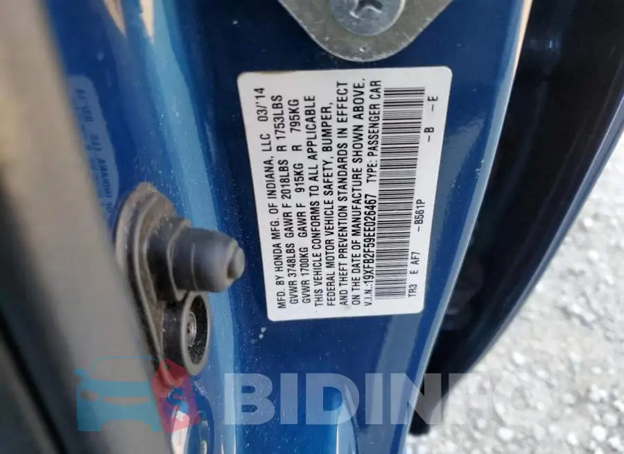 19XFB2F59EE026467 Photo# 12