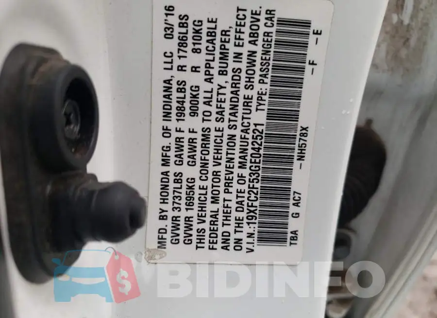 19XFC2F53GE042521 Photo# 12