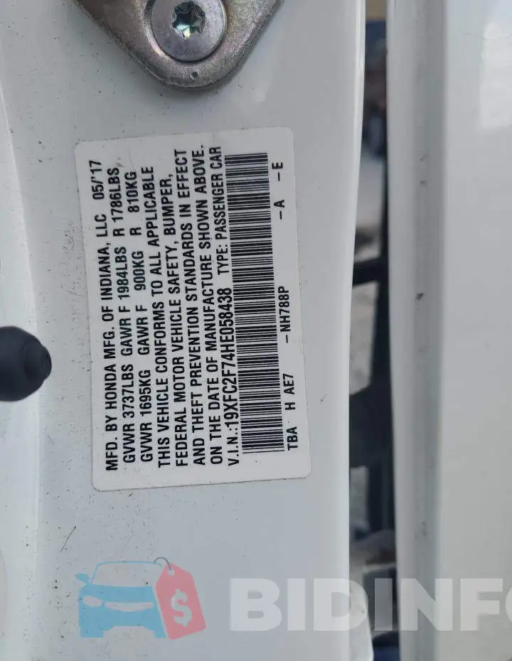 19XFC2F74HE058438 Photo# 10