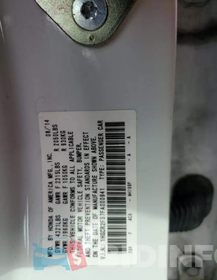 1HGCR2F57FA000941 Photo# 13