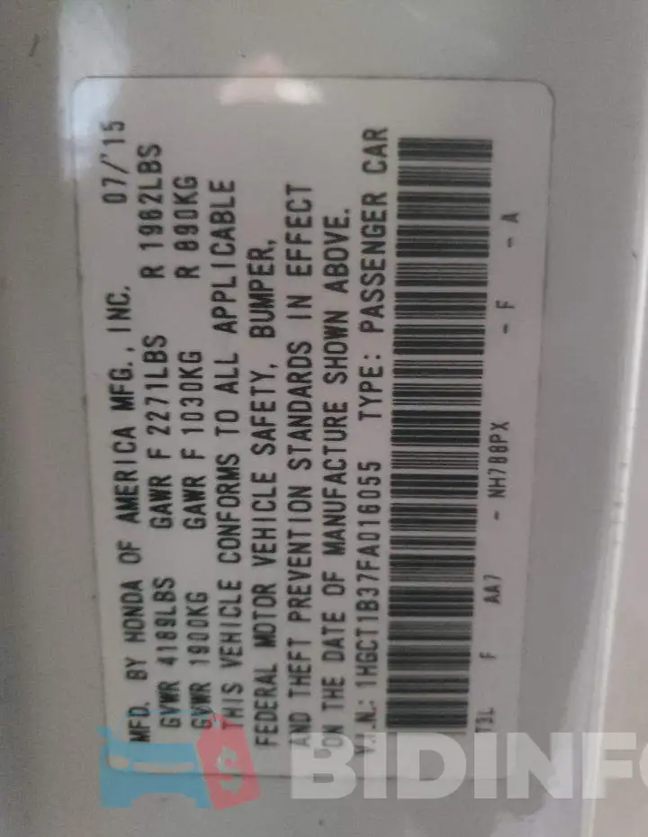 1HGCT1B37FA016055 Photo# 12