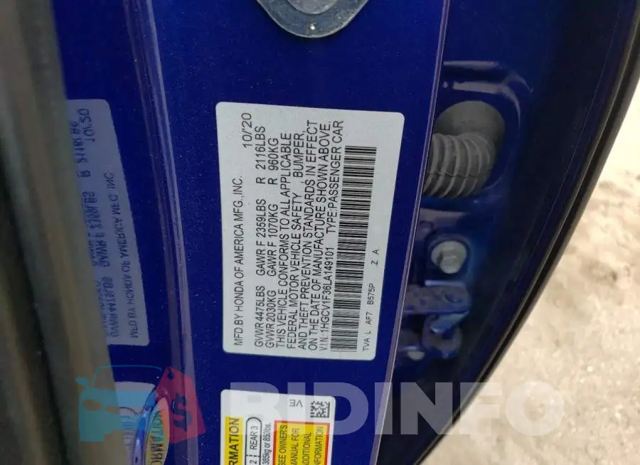 1HGCV1F36LA149101 Photo# 12