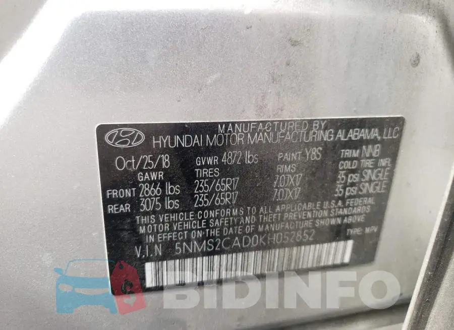 5NMS2CAD0KH052852 Photo# 10