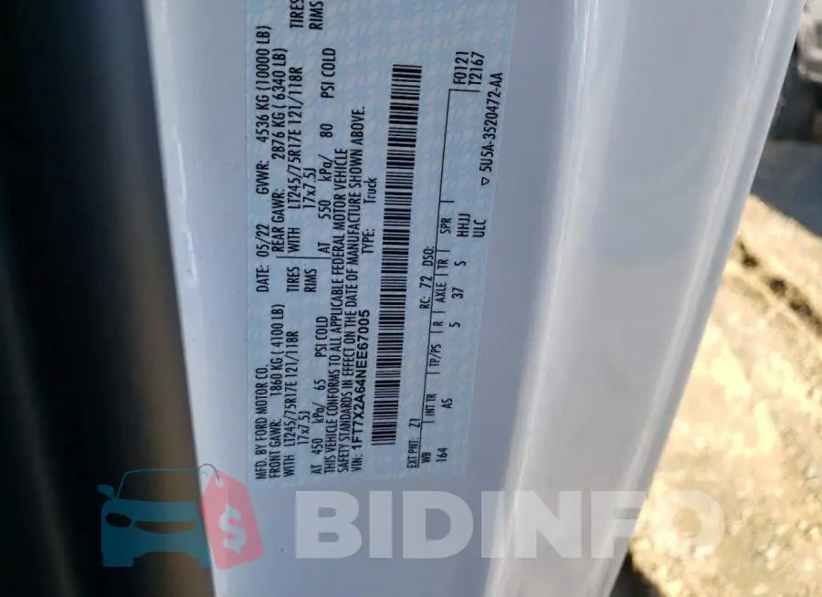 1FT7X2A64NEE67005 Photo# 10