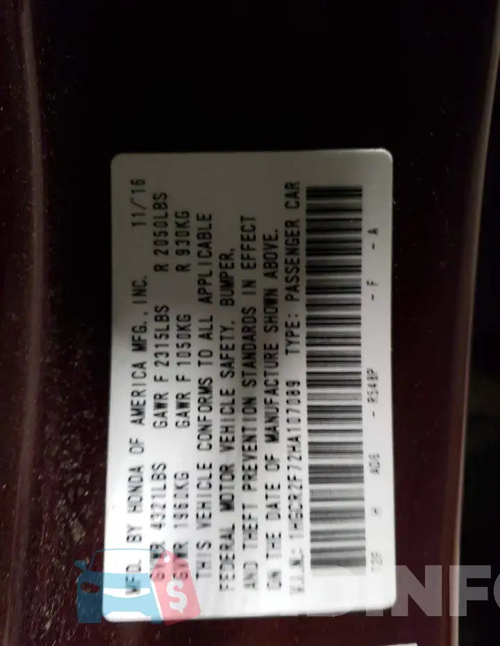1HGCR2F72HA107089 Photo# 12