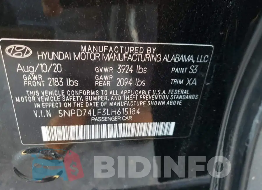 5NPD74LF3LH615184 Photo# 13