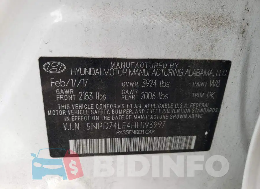 5NPD74LF4HH193997 Photo# 12