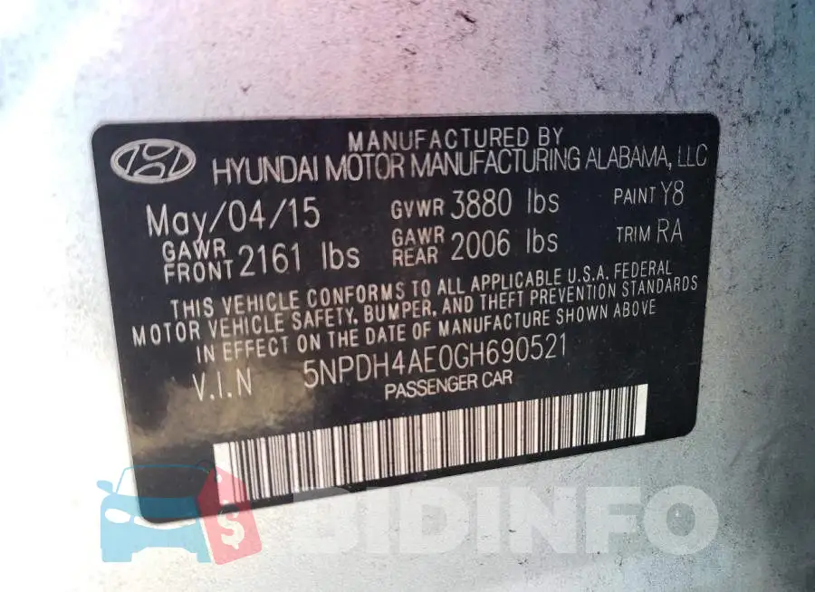 5NPDH4AE0GH690521 Photo# 13