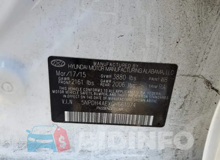 5NPDH4AEXGH661074 Photo# 12