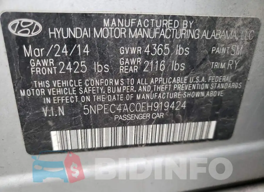 5NPEC4AC0EH919424 Photo# 12