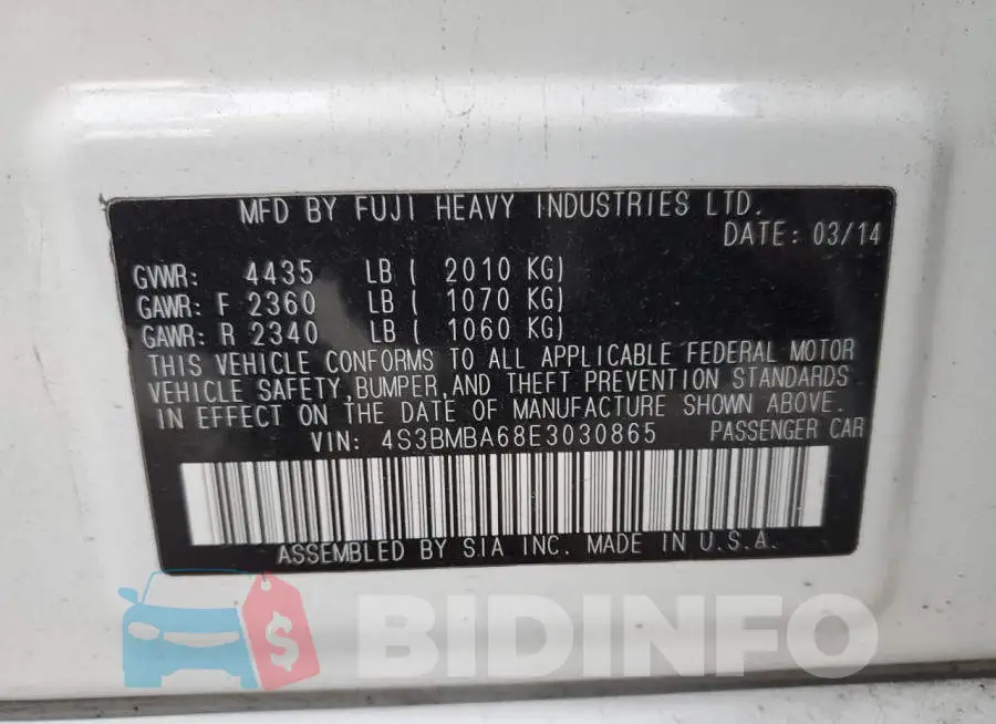 4S3BMBA68E3030865 Photo# 12
