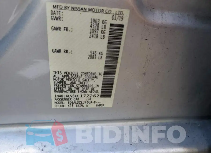 1N4BL4CV5KC177262 Photo# 12