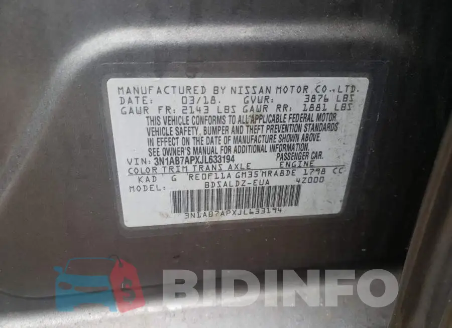 3N1AB7APXJL633194 Photo# 10