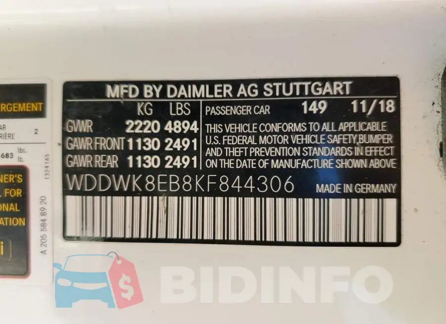 WDDWK8EB8KF844306 Photo# 12