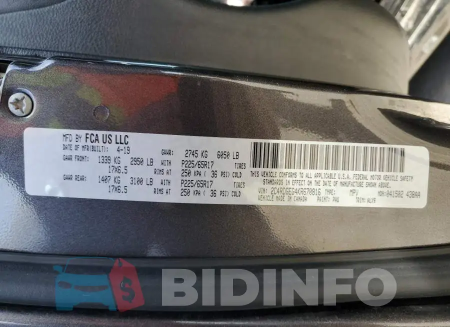 2C4RDGEG4KR670816 Photo# 13