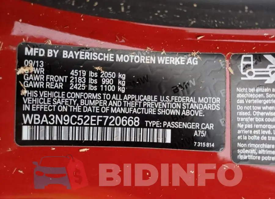 WBA3N9C52EF720668 Photo# 12