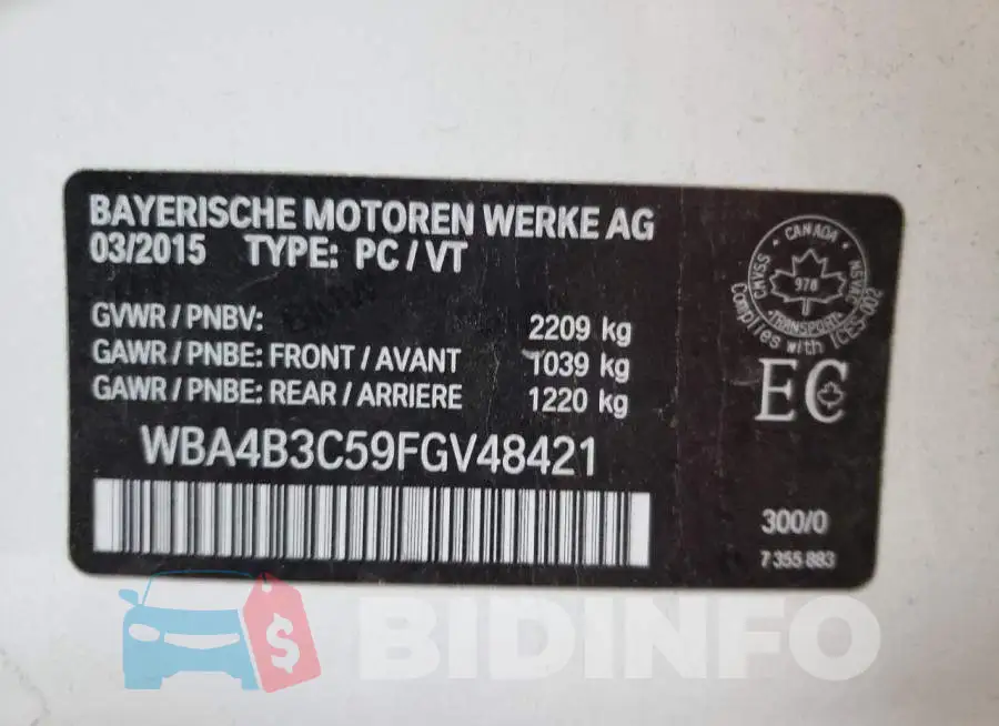 WBA4B3C59FGV48421 Photo# 10