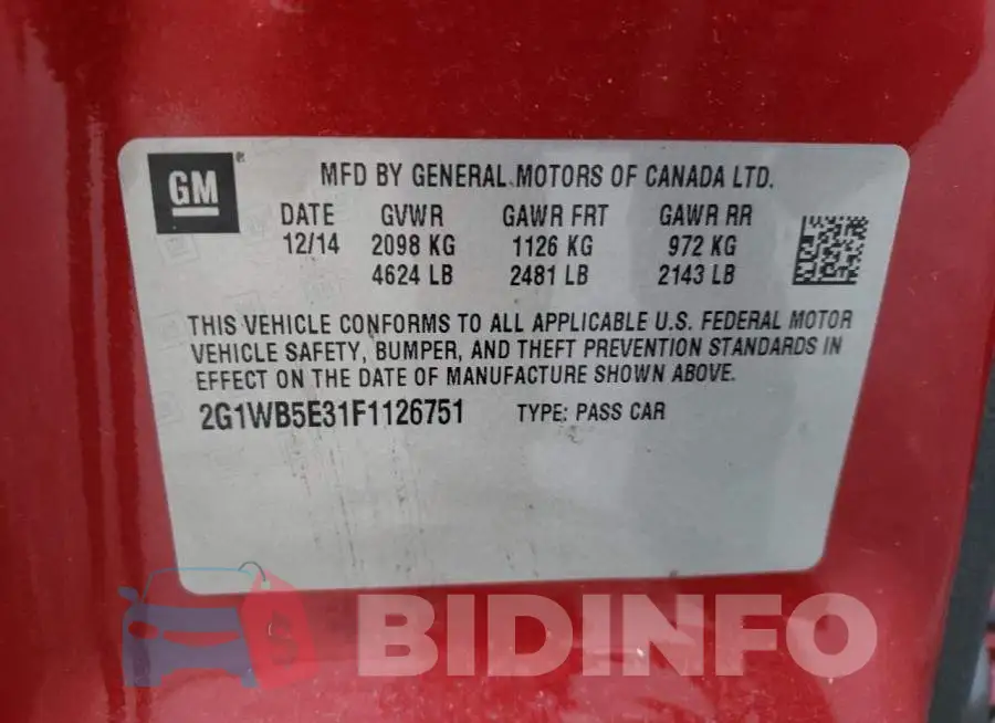 2G1WB5E31F1126751 Photo# 12