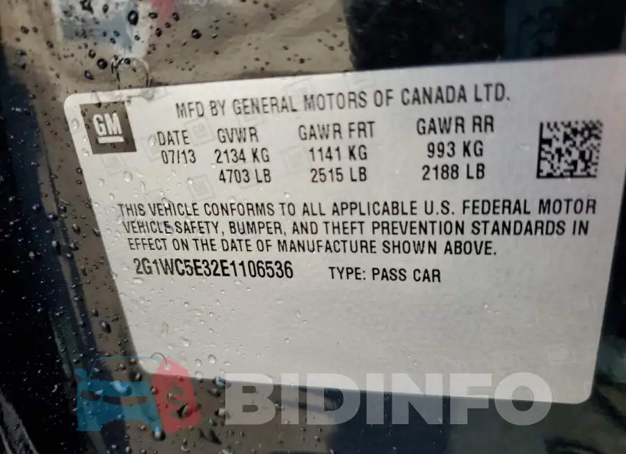 2G1WC5E32E1106536 Photo# 12