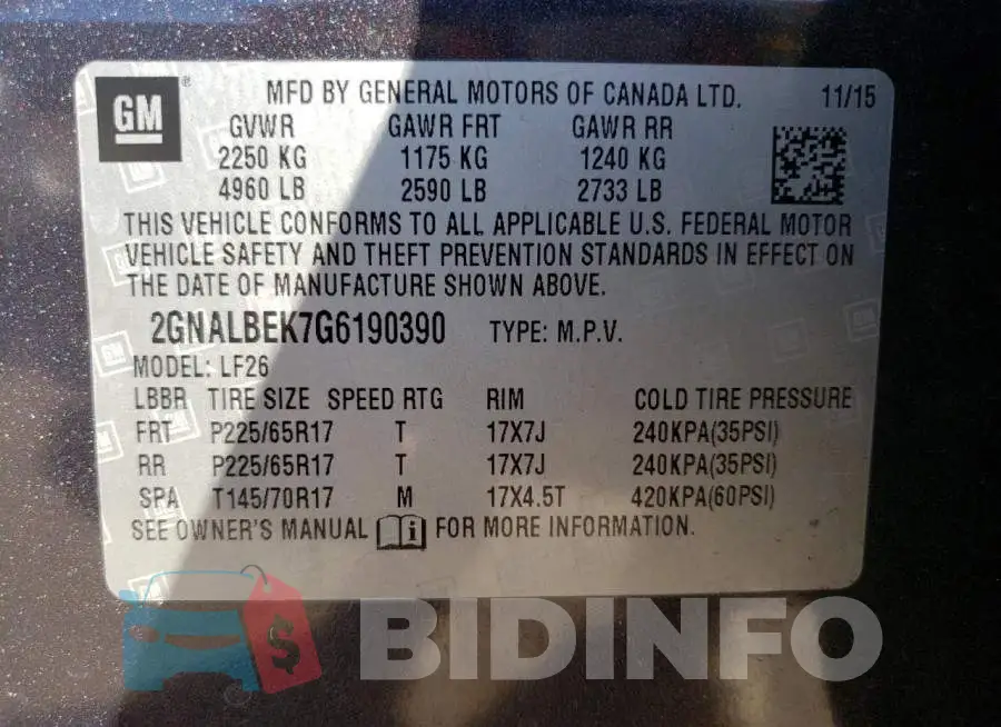 2GNALBEK7G6190390 Photo# 13