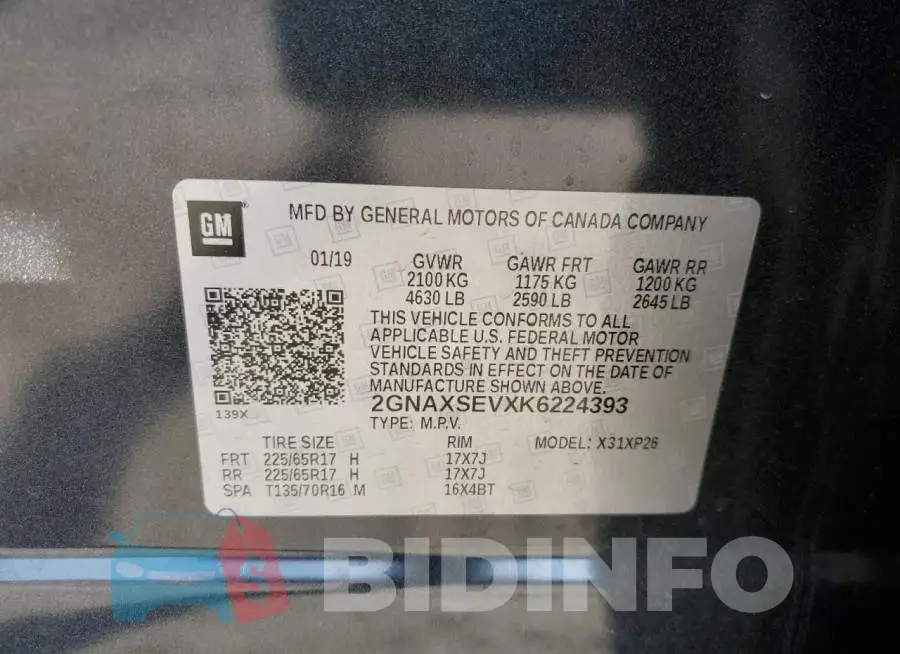 2GNAXSEVXK6224393 Photo# 13