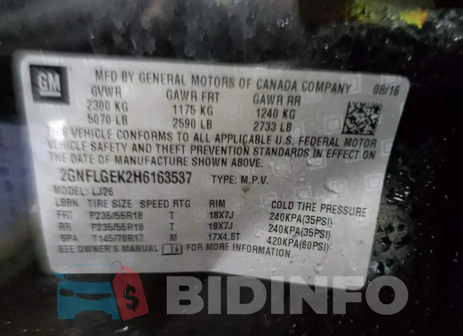 2GNFLGEK2H6163537 Photo# 14