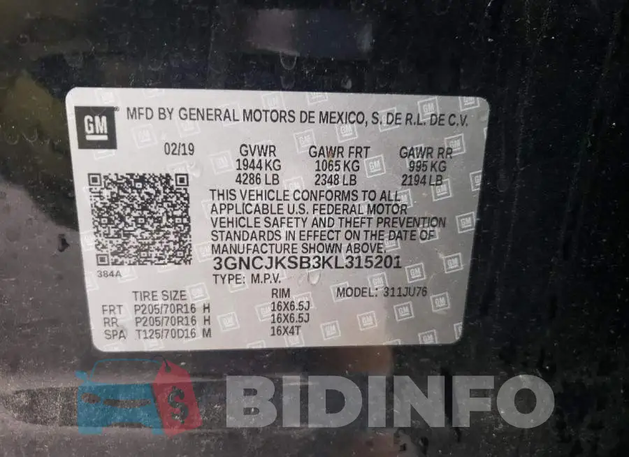 3GNCJKSB3KL315201 Photo# 12