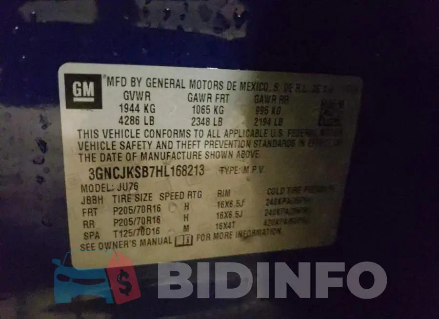 3GNCJKSB7HL168213 Photo# 12