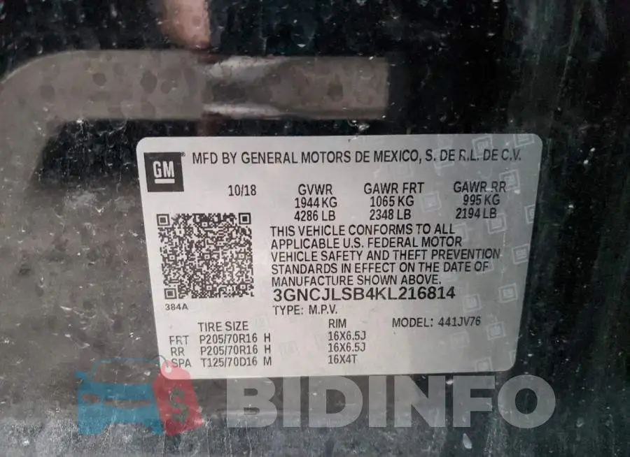3GNCJLSB4KL216814 Photo# 12