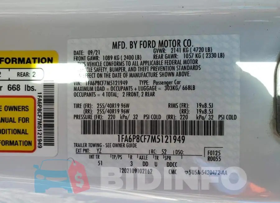 1FA6P8CF7M5121949 Photo# 12
