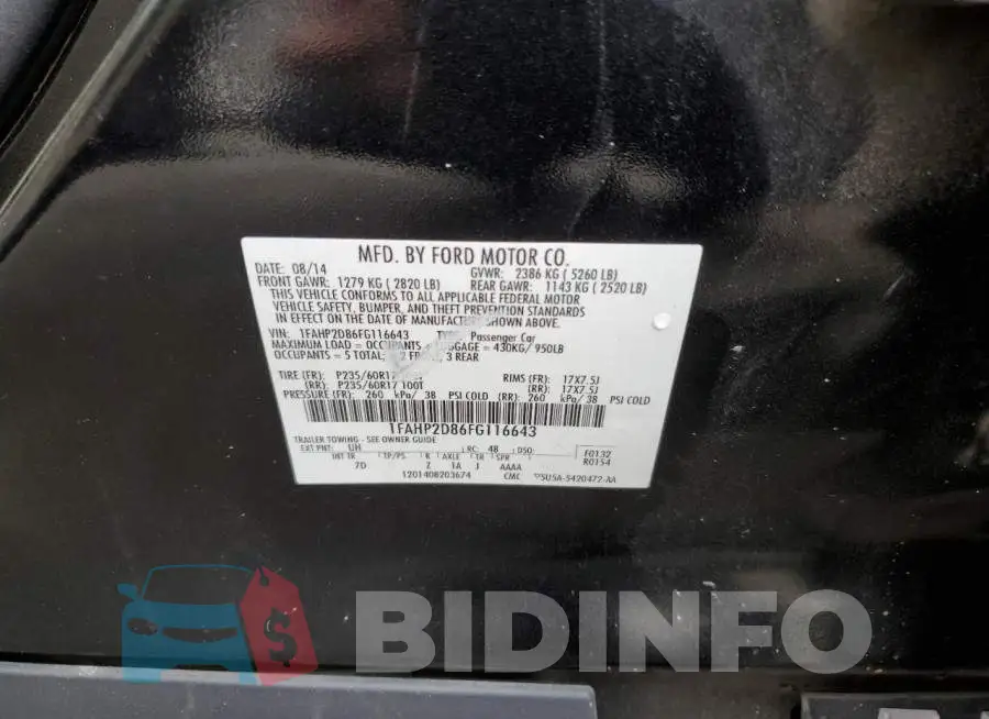 1FAHP2D86FG116643 Photo# 12