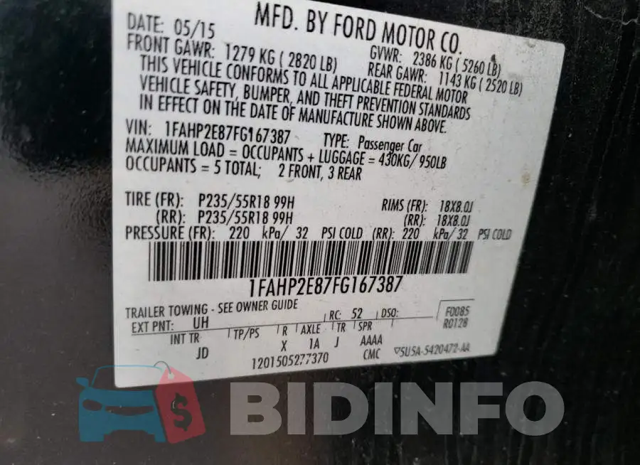 1FAHP2E87FG167387 Photo# 12