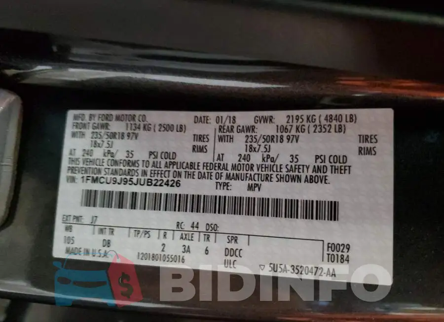 1FMCU9J95JUB22426 Photo# 13